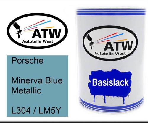 Porsche, Minerva Blue Metallic, L304 / LM5Y: 500ml Lackdose, von ATW Autoteile West.